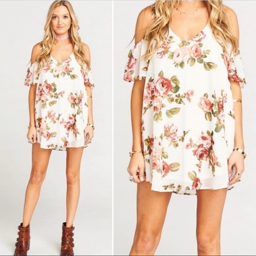 Show Me Your Mumu Floral Rosie Posie Birdie Ruffle Dress, Size XS NWT